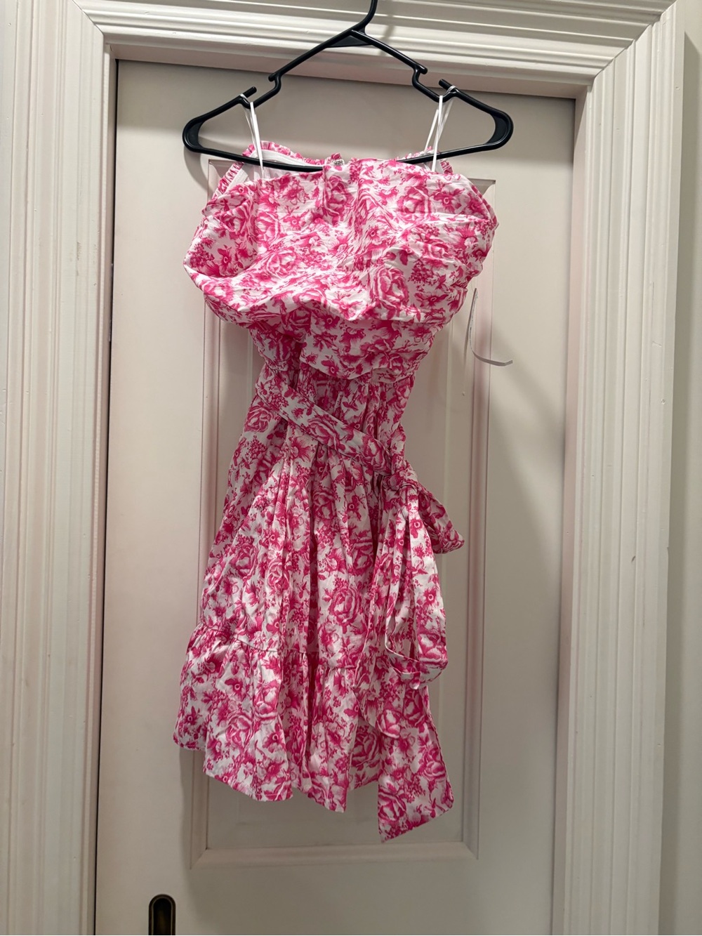 AQUA pink strapless floral dress